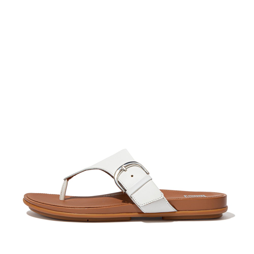 Fitflop Womens Sandals - Gracie Buckle Leather Toe-post - White - 965-GBEOHN